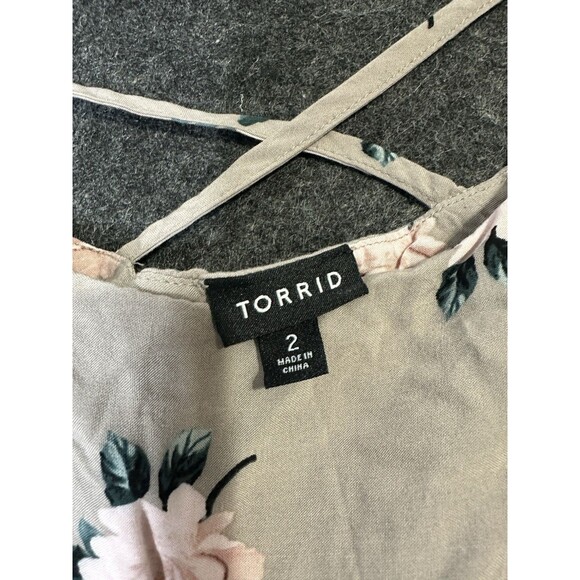 Torrid Womens Maxi Dress Size 2X Short Gray Tiered Floral Boho Garden Party 2S - Picture 4 of 7